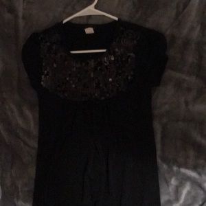 Black dress with sequins on top